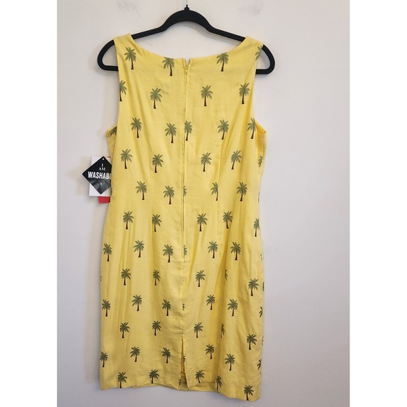 R & K Originals Vintage Yellow Palm Tree Linen Sleeveless Dress Size‎ 10 NWT - Picture 3 of 6